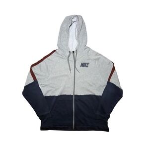 Nike Dri-FIT Full Zip Hoodie Men XXL Gray Navy Blue Colorblock